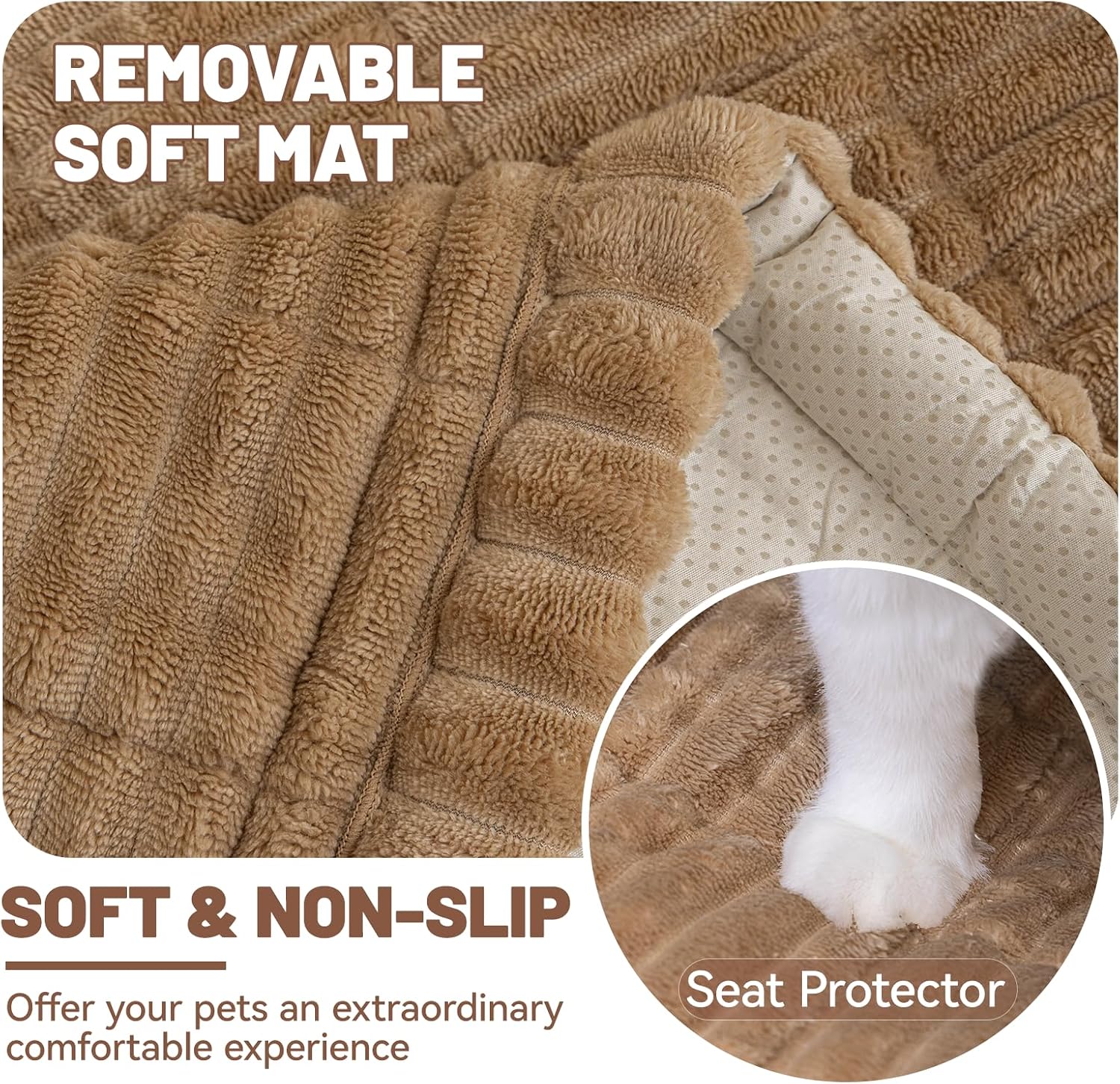 Dog Car Seat Waterproof Bed Cover Nonslip Car Back Seat Soft and Comfortabl | Pet Bed Mat Car Blanket for Travel Backseat Extender Seat Covers Dog Bed for Cars Trucks and SUVs (Brown Cover 23.6” x 51”)