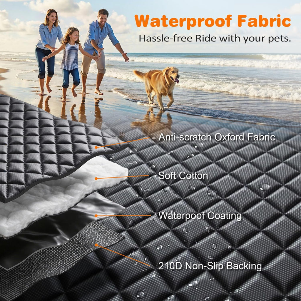 URPOWER Dog Car Seat Cover for Back Seat, Waterproof Hammock for Car & SUV | Mesh Window, Side Flaps, 600D Oxford, Scratch Resistant, Non-Slip, Easy Install, Machine Washable, Pee Pad Included