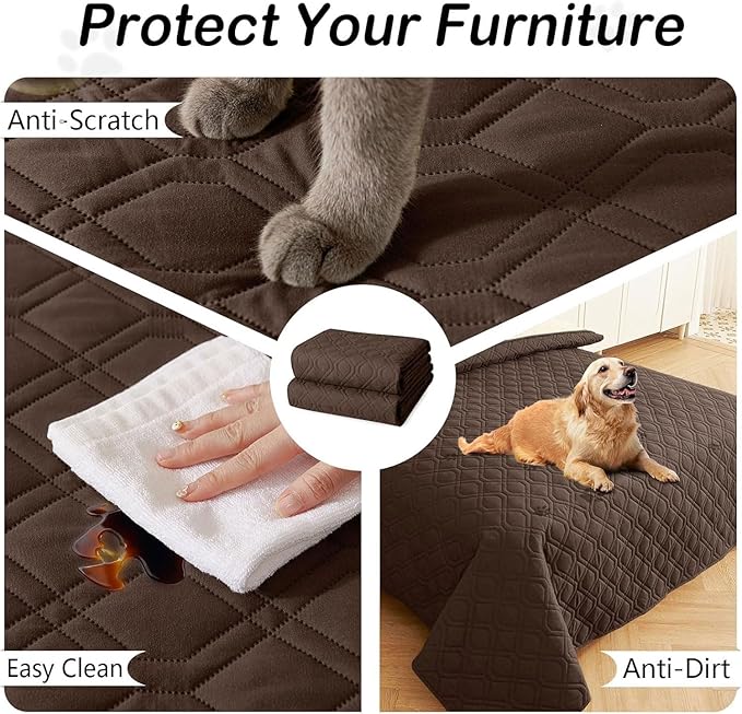 hyha Waterproof Dog Bed Blanket, Soft Pet Blankets, Waterproof Couch Cover for Dogs, Reversible Sofa Covers Washable for Furniture (40x50 Inch, Chocolate/Beige)
