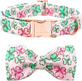 Lionheart glory Dog Bow Collar St. Patrick's Day Dog Collar for Large Dogs, Adjustable Green Collars Lucky Clover Shamrock Dog Collar with Bowtie Pet Collar Bows