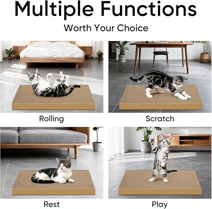 AGYM Cat Scratchers 8 Packs Refill Cat Scratching Pad Cardboard for Indoor Cats and Kitten, Large Size Cat Scratch Pad Board Easy for Cats to Scratch