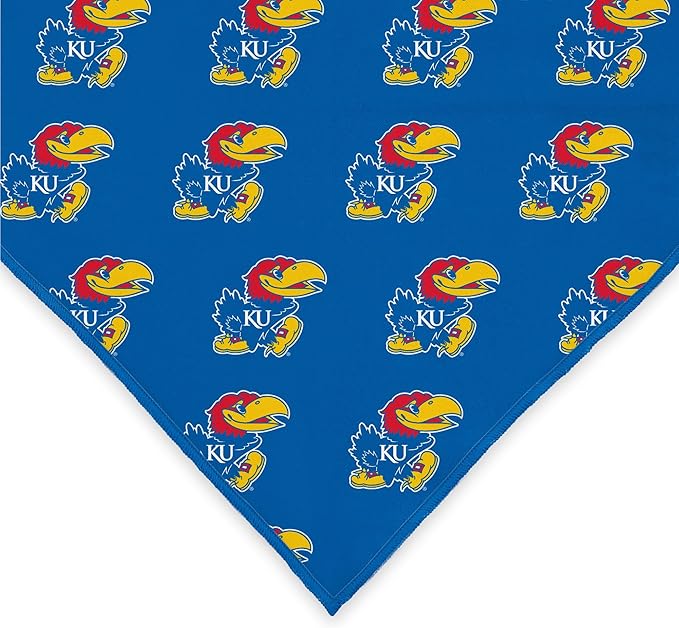 Kansas Jayhawks Officially Licensed Bandana for Dogs and Cats | Fits Pets Great Gift Idea | Easy-to-Tie (Large, 28")