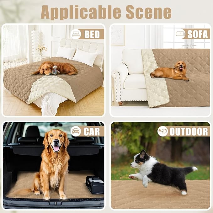 Smiry Waterproof Dog Bed Cover Blanket 30x53, Soft Reversible Pet Blanket, Washable Leakproof Cats Dogs Couch Cover for Sofa, Couch, Furniture, Camel/Beige