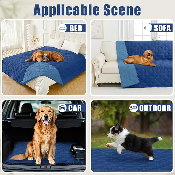 Smiry Waterproof Dog Bed Cover Blanket 30x70, Soft Reversible Pet Blanket, Washable Leakproof Cats Dogs Couch Cover for Sofa, Couch, Furniture, Navy/Blue