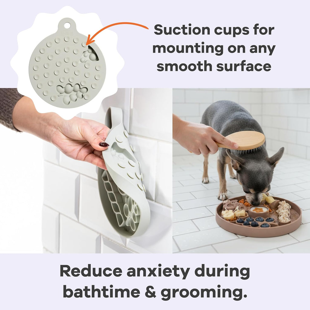 Smorgasboard - Silicone Dog and Puppy Lick Mat and Slow Feeder with Suction Cups - Non-Slip, Dishwasher Safe Pet Dish - Extends Mealtime for Fast Eaters - for Wet & Dry Food (Sage)