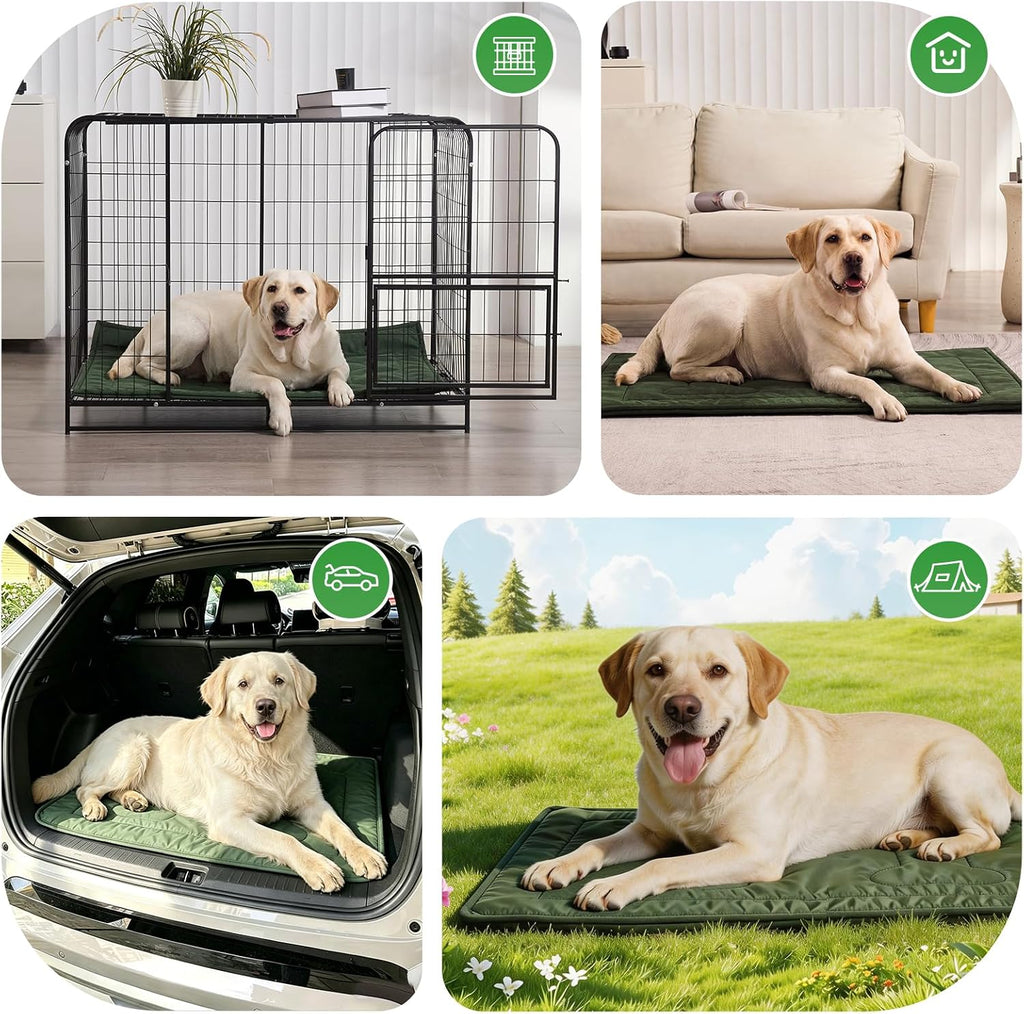 Chew Proof Indestructible Dog Crate Pad,Large (28"x41"),Green | Durable,for Aggressive Chewers,Tough,chew resistant, non chewable,Machine Washable & Waterproof,Indoor Outdoor