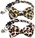 2 Pack/Set Cat Collar Breakaway with Cute Bow Tie and Bell for Kitty and Other Small Dogs Pets, Adjustable from 7.8-10.5 Inch