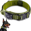 2025 Upgrade Waterproof AirTag Dog Collar, Military Tactical Dog Collar with AirTag Holder, Comfortable Control Handle and Metal Buckle, GPS Dog Collar Holder for Medium to Large Dogs (ArmyGreen, L)