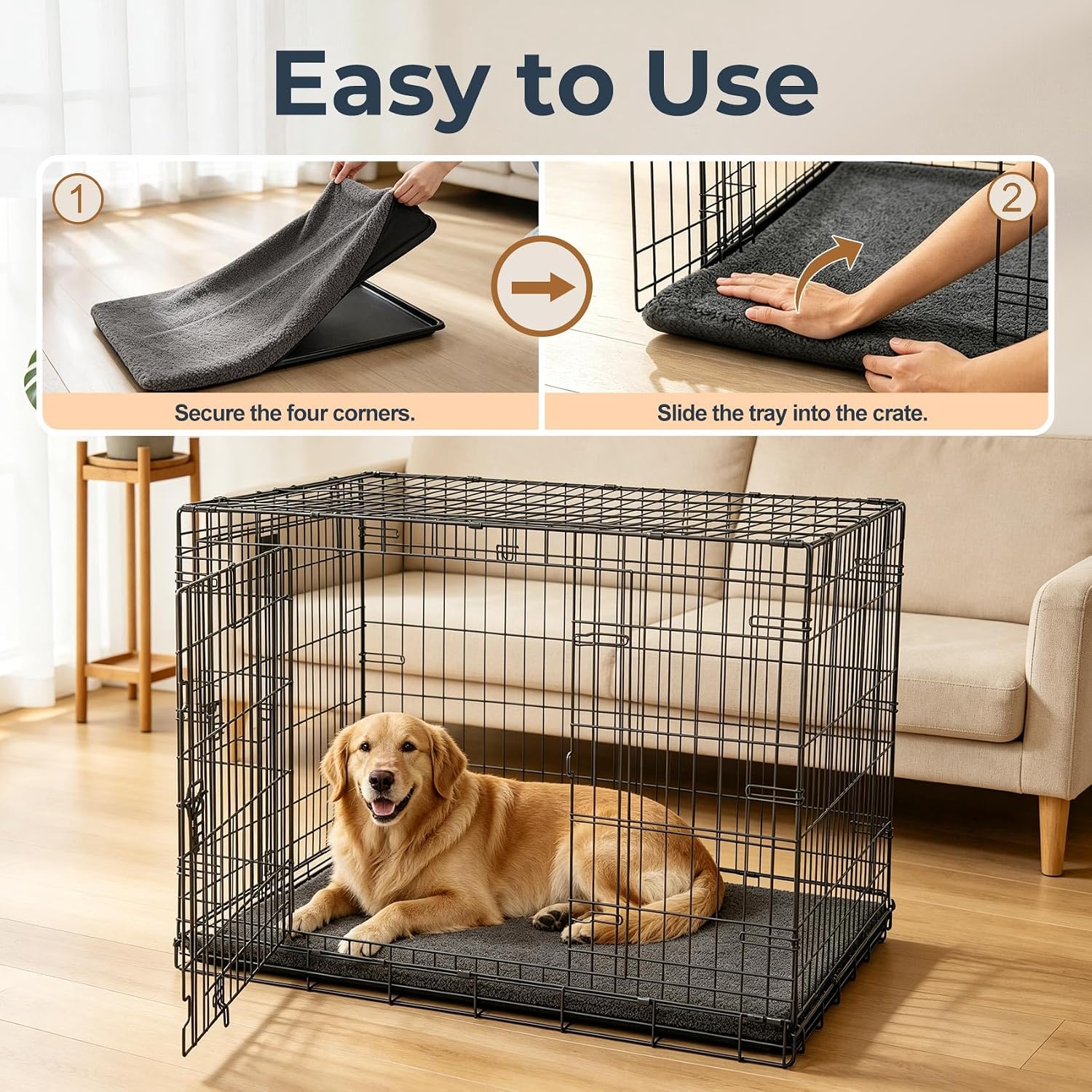 Explore Land Dog Crate Pan Cover with Softer Fluffy Top for 42 inch Pet Cage | Machine Washable, Enclosure Cover for 42"Crate