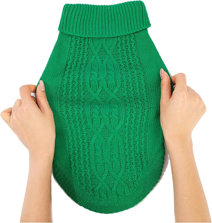 Stretchy Cat Sweater - 17 Colors & 6 Sizes | Snug Winter-Ready Knit for Boy/Girl Cats & Kittens(Dark Green, X-Small)