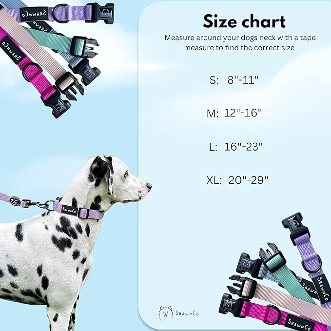 ShawnCo Dream Walk Dog Collar- Premium, Adjustable and Comfortable Pet Collar for Small, Medium, Large and Extra Large Dogs (M, Stars and Stripes)