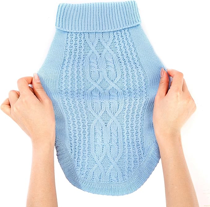 Stretchy Cat Sweater - 17 Colors & 6 Sizes | Snug Winter-Ready Knit for Boy/Girl Cats & Kittens(Blue, X-Large)