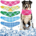 Talltalk 5 Pieces Dog Cooling Bandanas Neck Wraps Ice Scarf Pet Dog Cooling Collar Hunting Training Hiking Camping Accessories for Summer(Plaid,XL)