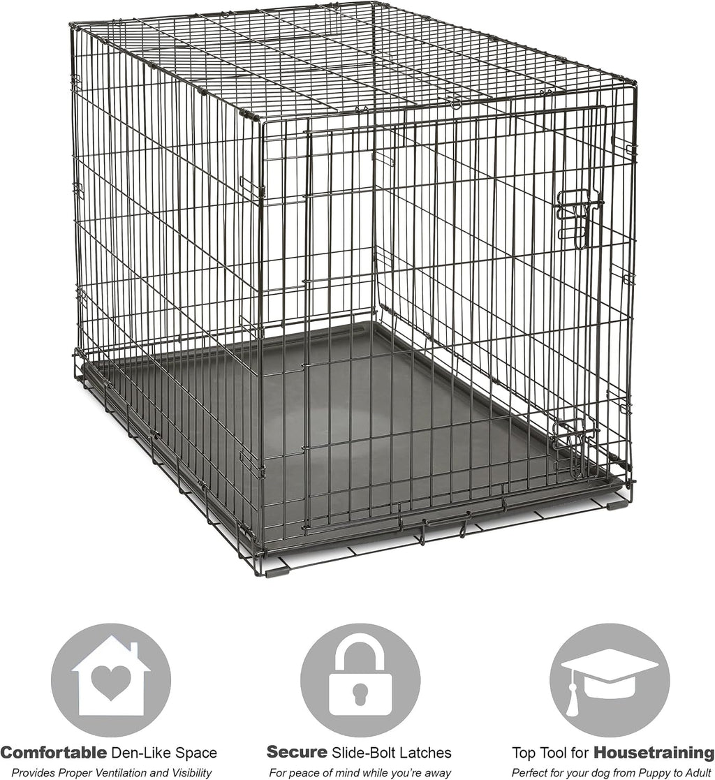 Midwest Homes for Pets 42-Inch New World Crate for Large Breeds, 71-90 lbs, Single Door Folding Dog Crate, Leak-Proof Tray & Secure Latch, Portable, Durable & Easy to Assemble