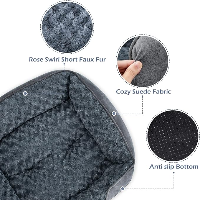 INVENHO XX-Large Dog Bed for Large Medium Small Dogs, Rectangle Washable Dog Bed, Orthopedic Dog Bed, Soft Calming Sleeping Puppy Bed Durable Pet Cuddler with Anti-Slip Bottom XXL(42"x30"x10")