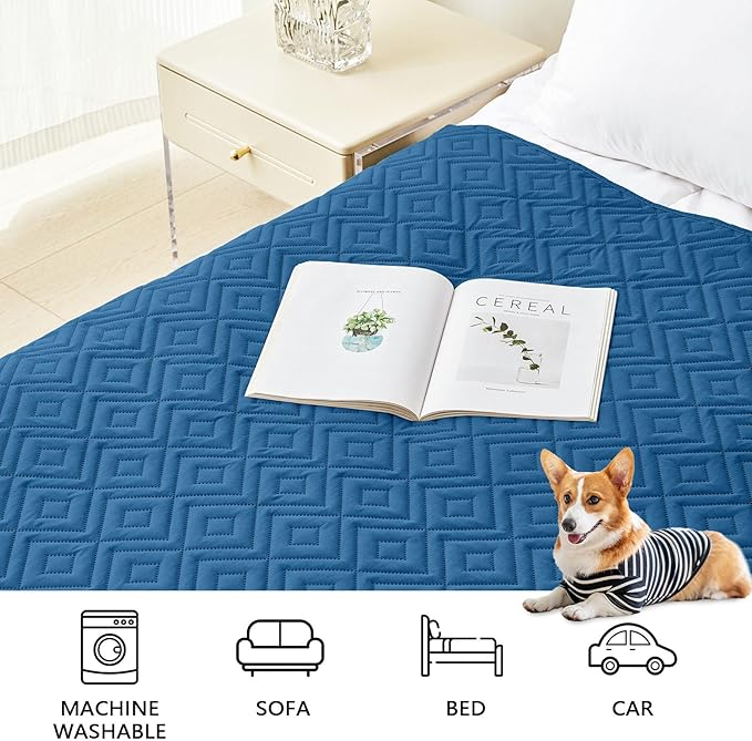 hyha Waterproof Dog Blanket, Soft Dog Bed Cover Pet Blankets, Waterproof Sofa Couch Cover for Dogs Washable, Reversible Pet Couch Covers for Sofa Furniture (40x70 Inch, Navy Blue/Navy Blue)
