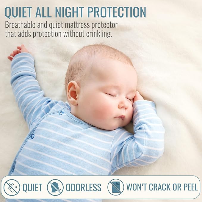 DMI Twin Waterproof Mattress Protector - Fitted, Noiseless Mattress Cover, Soft and Breathable, 39" x 75"x 8", White