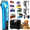Professional Dog Grooming Clippers, Cordless Pet Hair Clipper | with Guide Combs & Replaceable Blades, Rechargeable Low Noise Dog Hair Trimmer for Horse ,with Storage Tool Box,Blue