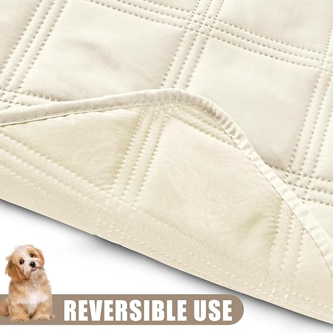 Smiry Waterproof Dog Bed Cover Blanket 40x80, Soft Reversible Pet Blanket, Washable Leakproof Cats Dogs Couch Cover for Sofa, Couch, Furniture, Beige/Beige