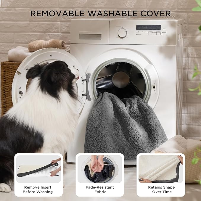 Bedsure Dog Beds Large Sized Dog - Comfy Flat Pet Beds with Removable Washable Cover, Orthopedic Egg Crate Foam Puppy Mat, Suitable for Pet Up to 65 lbs
