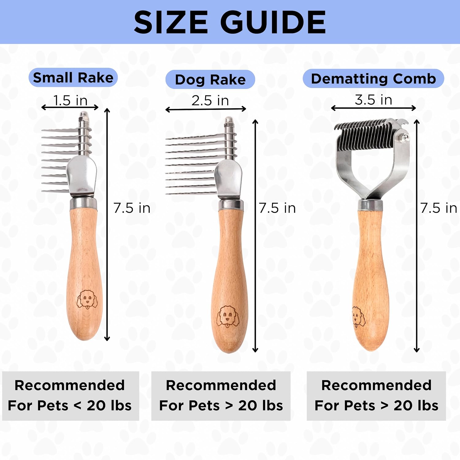 Dematting Comb for Dogs, Undercoat Rake Grooming Tool For Matted Pet Hair | Best Dematting Brush For Doodles & Poodles, Detangling De Matted Hair, Tool For Removing Shedding Fur, Cat Deshedder Brushes