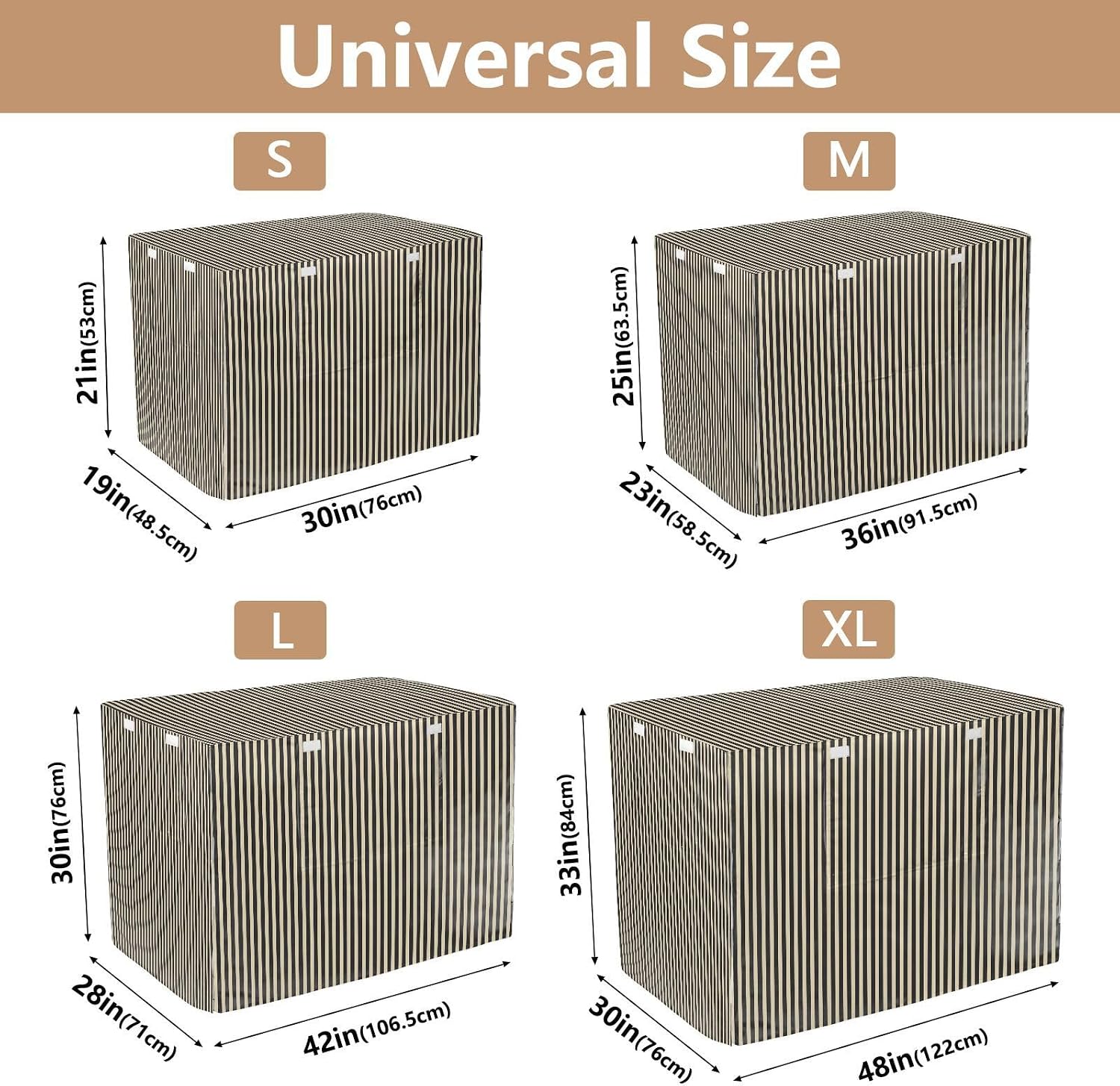 Beige Black Stripes Dog Crate Cover 42in Pet Kennel Cover | 600D Oxford Heavy Duty Kennel Covers, Breathable Mesh Window, Soundproof Waterproof Sunshade Universal Fit for Wire Cage