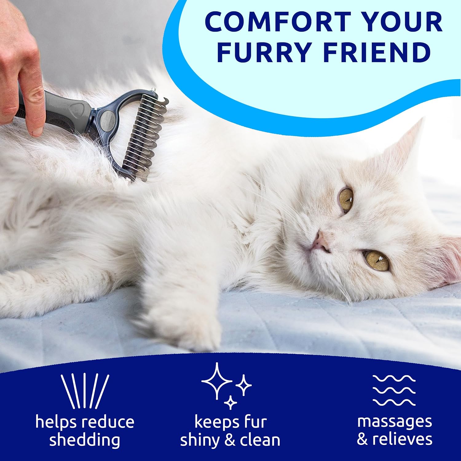 Pat Your Pet Deshedding Dog Brush For Shedding – Cat Brushes For Indoor Cats, Double-Sided Cat Brush Deshedding & Grooming Tool For Long Haired And Short Haired Dogs, Skin-Friendly