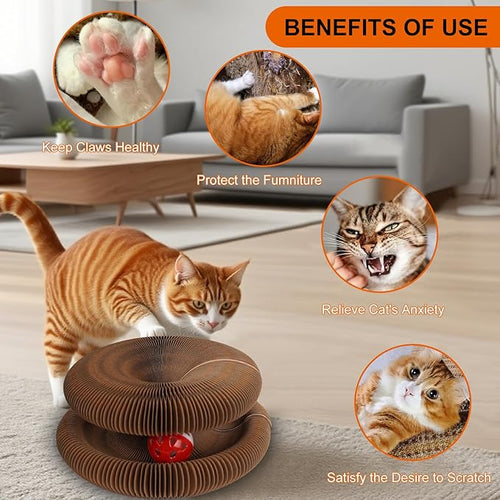 2 Pcs Kitty Kurls Cat Toy Magic Organ Cat Scratching Board, Foldable & Reversible Infinity Style Interactive Kitty Kurlz Cat Scratcher for Indoor Cats Twisty Paws Cat Toys, Kitten Cats Accordion Toy
