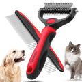 Tpotato Deshedding Dog Brush for Long Haired Dogs Cats,Undercoat Shedding Rake for Dematting Detangling Tangles Matted Fur and Knots,Metal Pet Comb,Professional Pet Grooming Supplies Tool Kit,Red