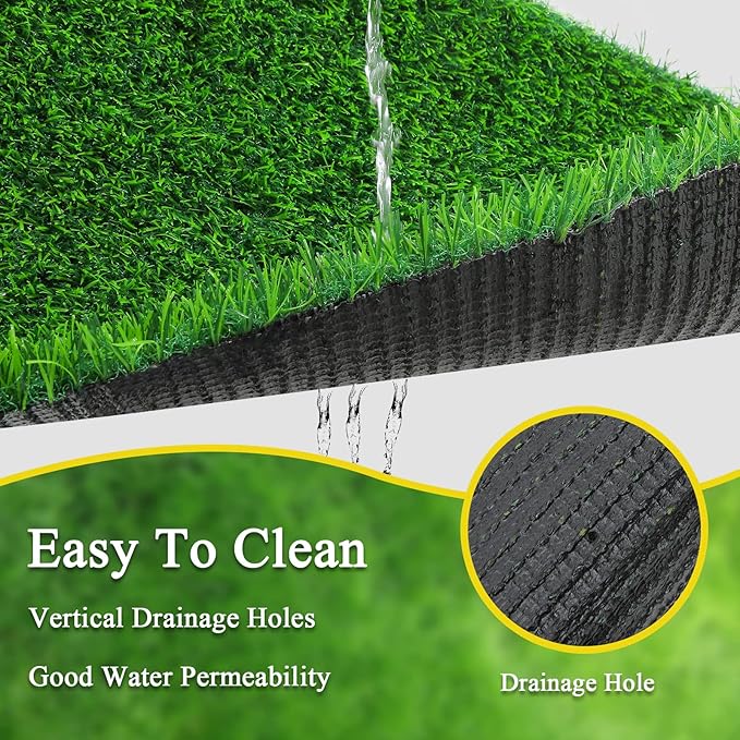Bsmathom Artificial Grass Rug Indoor Outdoor Rug, Professional Dog Potty Training Rug, Fake Grass Rug Synthetic Grass Mat Door Mats with Drainage Holes for Balcony Patio Garden (39.3 x 31.5Inch)
