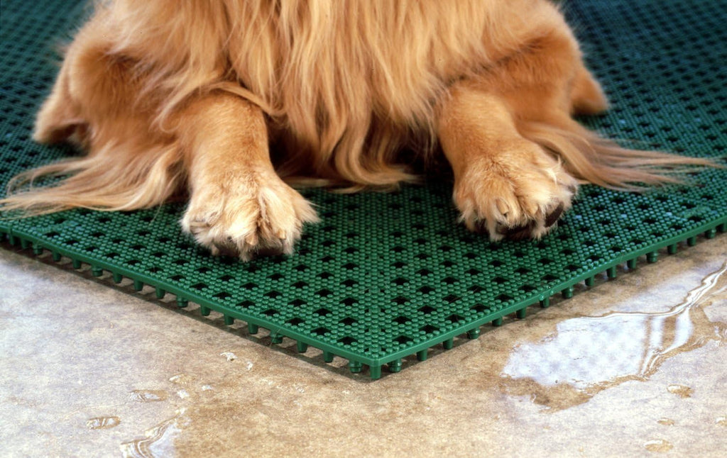 Dri-Dek® Dog & Cat Kennel Cage Liner, Veterinarian or Groomer Flooring - 1'x1' Interlocking Tiles - 12-Pack (Gray)