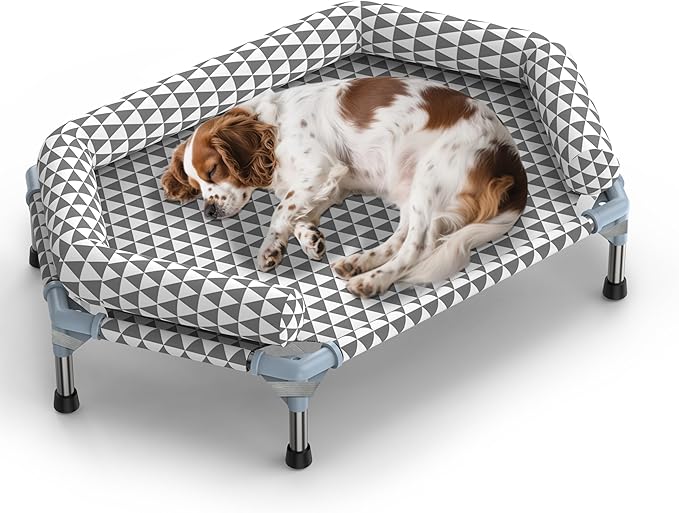 Orthopedic Dog Bed for Medium Dogs - Removable Bolsters & Cleanable Cover,Elevated Outdoor Dog Bed,Easy to Assemble,Up to 100lbs,Medium