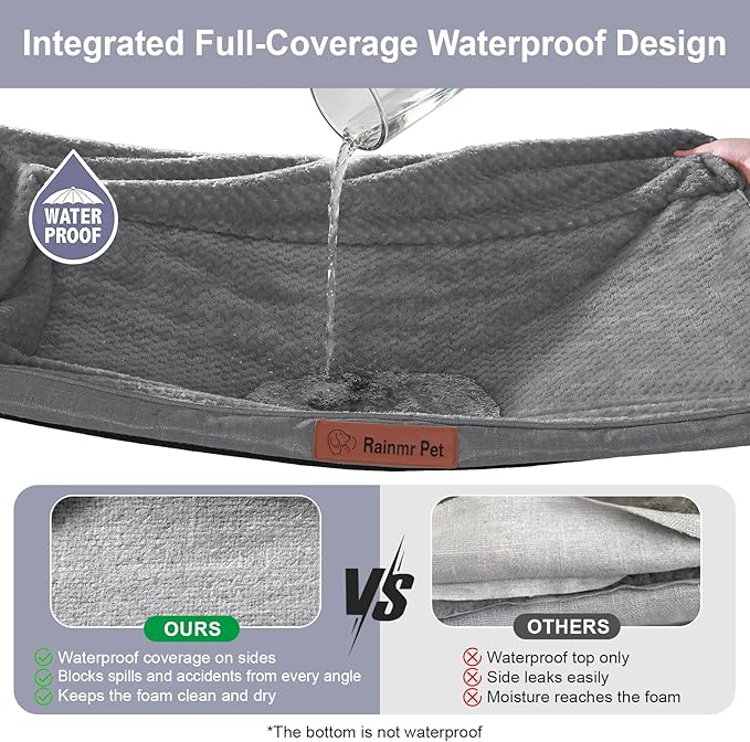 Orthopedic Dog Bed Medium Size Dog, Memory Foam Dogs Bed for Medium Dogs, Washable Removable Cover, Nonskid Bottom, Waterproof, for Indoor, Outdoor, Crate ＆ Car Use, 35x23x6 Inches, Dark Grey