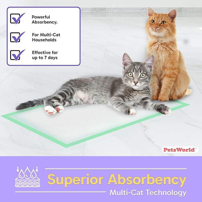 PetsWorld Universal Fit Multi-Cat Pad Refills for Litter Box, Fresh Scented, Ultra-Absorbent, Odor Control, Pack of 1200