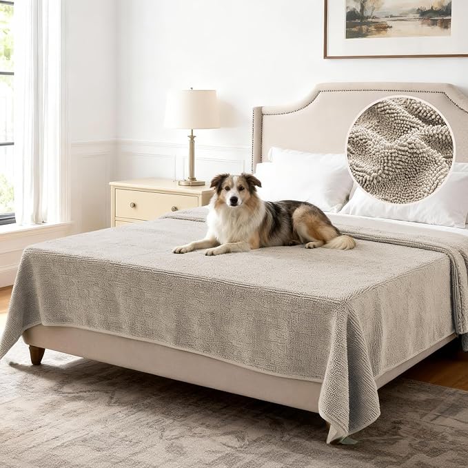 H.VERSAILTEX Non Slip Pet Couch Cover Chenille Dog Bed Protector Thick Soft Sofa Slipcover Pet Friendly Washable Couch Cushion Covers for Pets (52" x 82", Island Fossi)