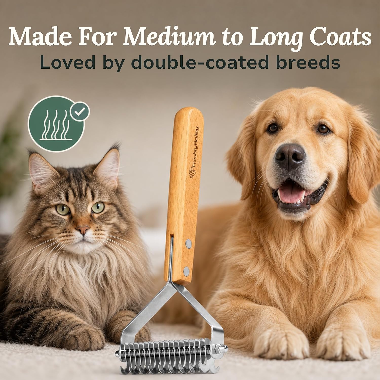 Dematting Comb for Cats and Dogs, Mat Remover and Deshedding Grooming Tool, Safe Detangler for Matted Fur, Double Sided Undercoat Rake