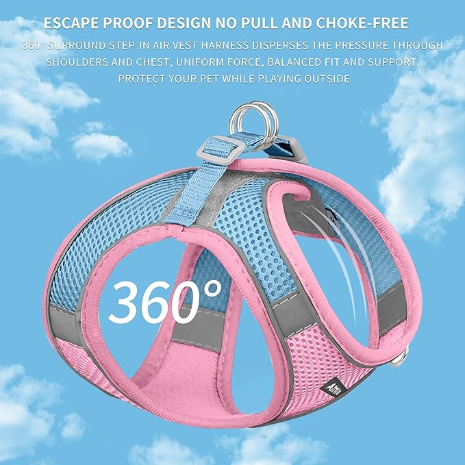 AIITLE Small Harness for Puppy with A Leash - Dog Vest Harness with Super Breathable Mesh, Reflective No-Pull Pet Harness for Outdoor Walking, Running for Small Dogs, Cats Pink XXS