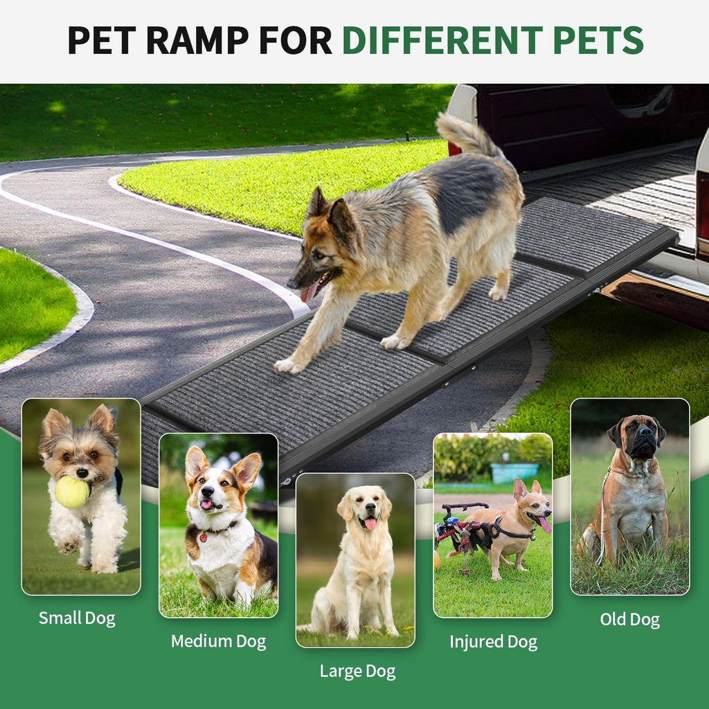Dog Ramp for Car, Longest 71" Portable Folding Pet Ramp with Extra Pet Blanket, Car Ramp with Non-Slip Rug Surface, Gentler Dog Stairs for Medium & Large Dogs Enter a Car, SUV & Truck
