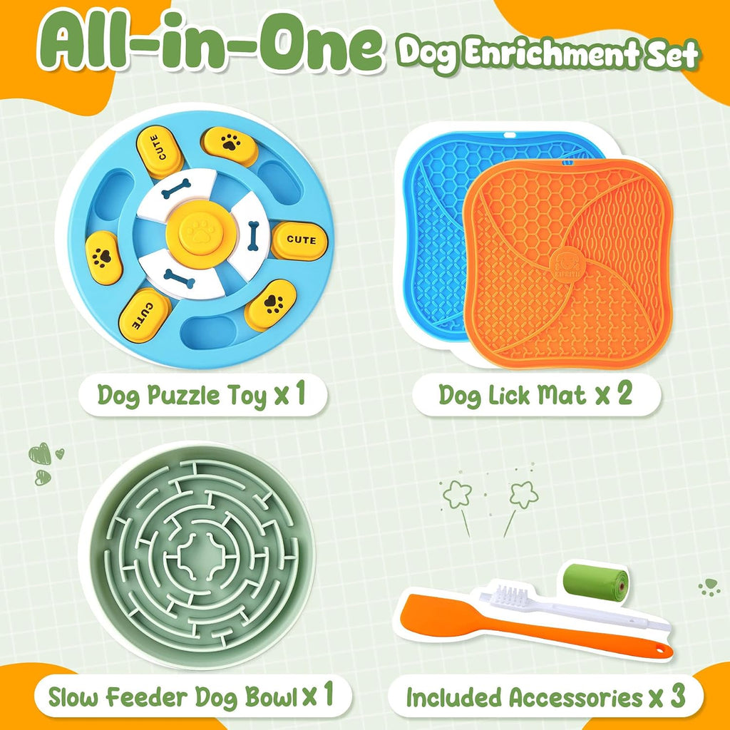 KIPRITII Dog Enrichment Toys with Lick Mat, Puzzle Toy & Slow Feeder | For Small & Medium Dogs,Healthy Eating Habits,Mental Stimulation,Keeps Dogs Engaged