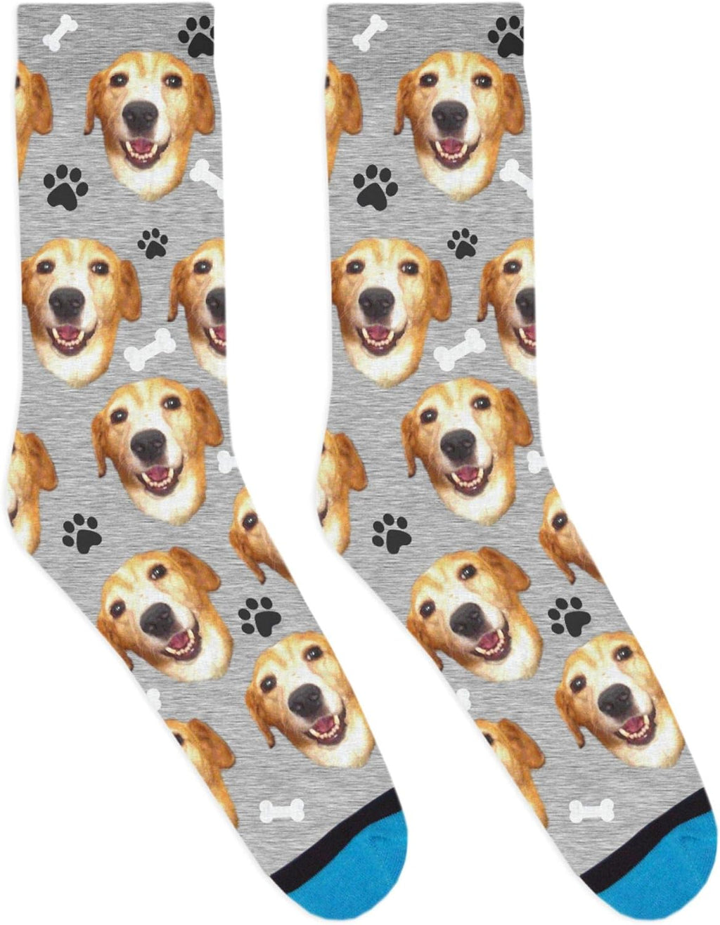 DivvyUp Socks - Custom Dog Socks - Put Your Dog on Socks! (Small, Heather Gray)