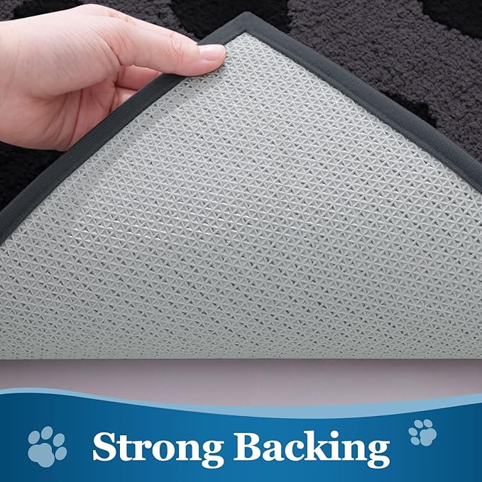 Buganda Dog Door Mat for Muddy Paws, Absorbent Dirt Trapper Washable Indoor Doormats, Non Slip Low-Profile Mud Mat for Dogs, Front Entrance Doormat for Inside Floor (30x20 Inches, Black)