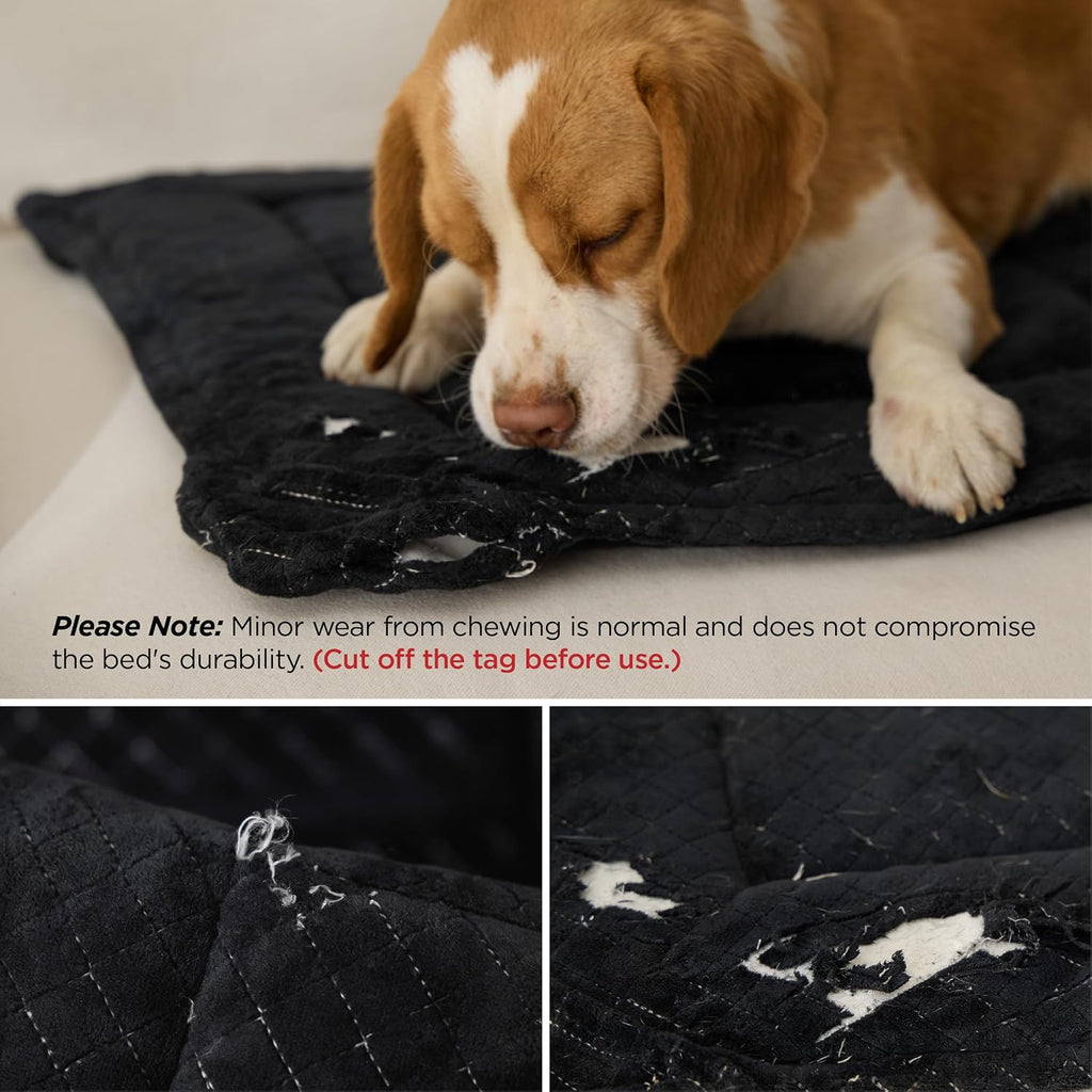Bedsure Chew Proof Dog Bed for Large Dogs, 35x22 Inch, Black | Chew Resistant Dog Crate Pad Durable Pet Kennel Mat, Reinforced Corners, Machine Washable, Soft Velvet Surface, Easy to Clean