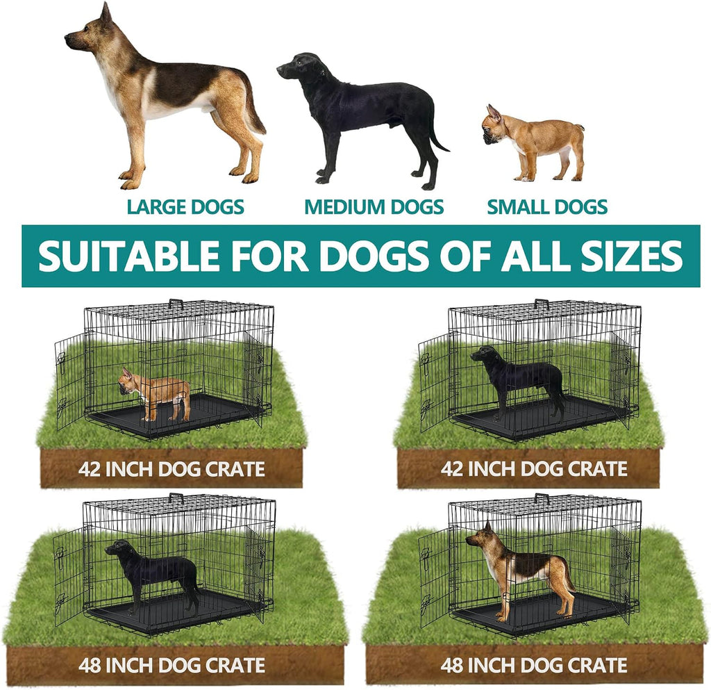 48 42 Inch Large Dog Crate Kennel Metal Wire Indoor/Outdoor Double-Door Folding Dog Cage for Large Medium Puppy Dog Pet Crate with Plastic Tray and Handle