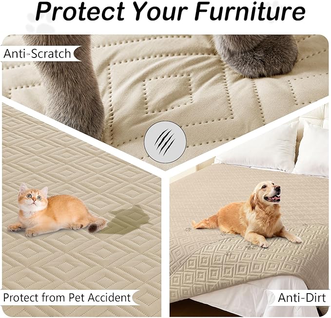 hyha Waterproof Dog Blanket, Soft Dog Bed Cover Pet Blankets, Waterproof Sofa Couch Cover for Dogs Washable, Reversible Pet Couch Covers for Sofa Furniture (82x102 Inch, Taupe/Taupe)