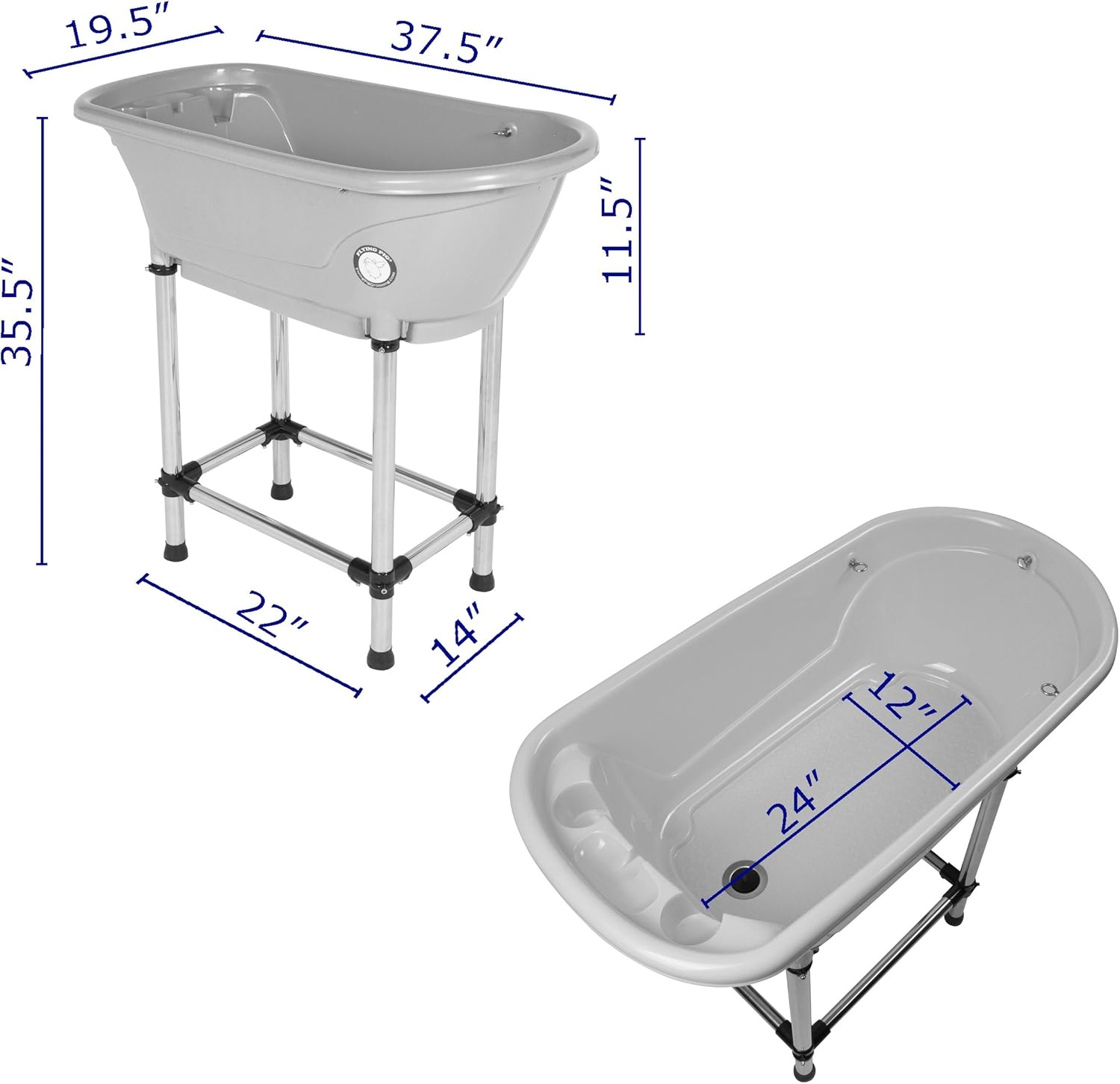 Flying Pig™ Pet Dog Cat Portable Bath Tub (Royal, 37.5"x19.5"x35.5")