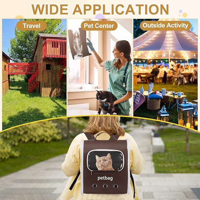 Pet Backpack Carrier, Portable and Ventilated, Oxford Cloth, Dogs Cats and Small Animals Travel Bag 14.17", (White, 1 Pcs), Intended for Hiking/Camping/Traveling