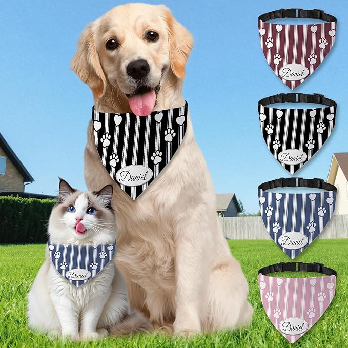 Personalized Dog Bandana Custom Name & Design, Premium Custom Dog Bandana for Small Medium Large Dogs, Soft Fabric Pet Scarf Personalized Pet Accessories Gift (Premium Elegant, X-Large)