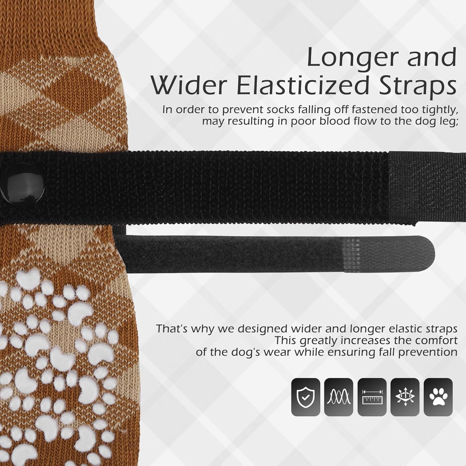Dog Socks to Prevent Licking Paws, Dog Shoes for Hot Pavement, Anti Slip Dog Booties for Hardwood Floors, Dog Boots & Paw Protectors for Small Medium Large Senior Dogs, Khaki XL