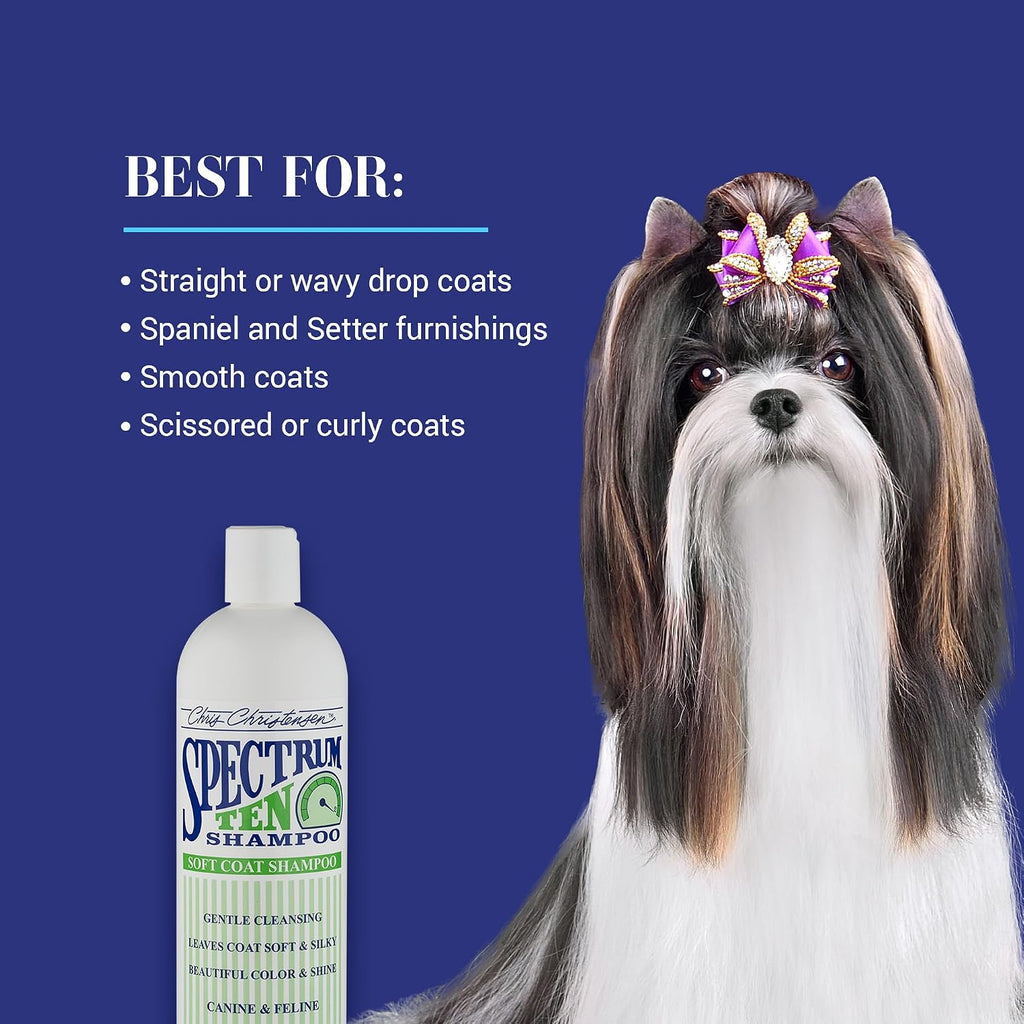 Chris Christensen Spectrum Ten Dog Shampoo, Groom Like a Professional, Gentle Cleansing, Gorgeous Shine, Made in USA, 473ml