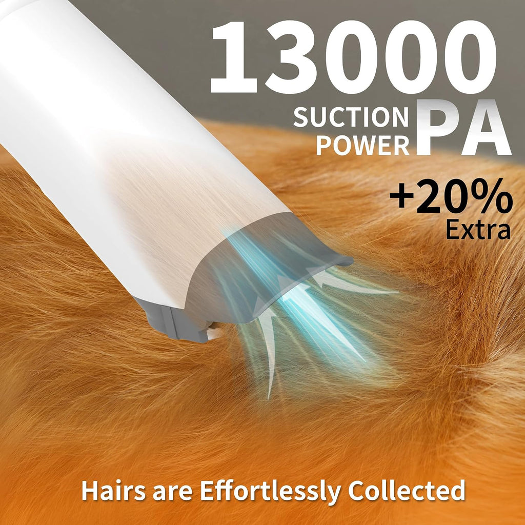 binROC 4-in-1 Dog Grooming Vacuum Kit for Pet Hair Shedding & Home Cleaning | 13000Pa Strong Suction, 3 Suction Settings, Grooming Brush, Cleaning & Crevice Tool, 4 Guard Combs, 1.5L Dust Cup
